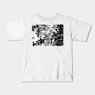 Black and White Liquid Swirl Kids T-Shirt